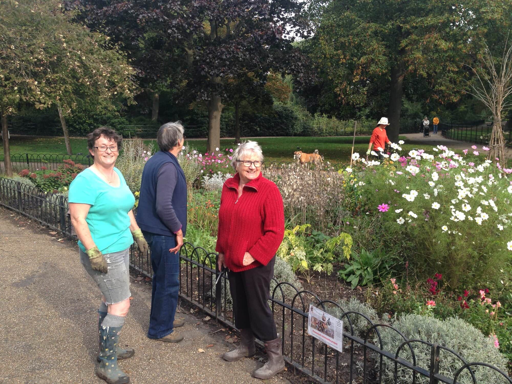 A group of community gardeners in a park